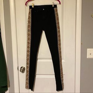 One Teaspoon Black Aztec Dixies High Waist Skinny Jeans Embroidered Size 26